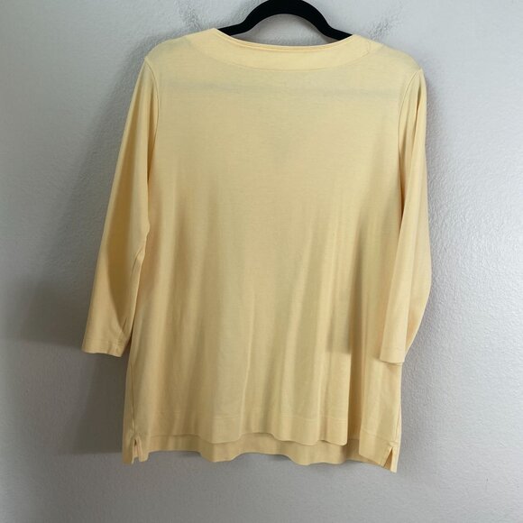 LL Bean Womens Plus 2X Yellow 100% Supima Cotton 3/4 Sleeve Top Shirt - Picture 9 of 9